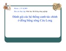 Báo cáo thực tập:  Đánh giá các hệ thống canh tác chính ở đồng bằng sông Cửu Long