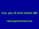 Bài giảng Thổ nhưỡng: Chương Các yếu tố hình thành đất - Võ Thanh Phong