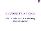 Bài giảng Chương trình dịch: Bài 13 - Trương Xuân Nam