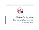 Bài giảng Nhập môn lập trình: Bài 2 - TS. Ngô Hữu Dũng