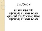 Bài giảng Luật Ngân hàng: Chương 6 - Pháp luật dịch vụ thanh toán qua tổ chức cung ứng dịch vụ thanh toán