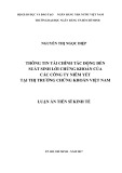 Luận án Tiến sĩ Kinh tế: Thông tin tài chính tác động đến SSL chứng khoán của các công ty niêm yết tại thị trường chứng khoán Việt Nam