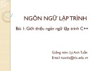 Bài giảng Ngôn ngữ lập trình: Bài 1 - Lý Anh Tuấn