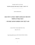 Tóm tắt Luận văn Thạc sĩ Châu Á học: Bảo tồn và phát triển gốm Kyo truyền thống ở Nhật Bản - bài học kinh nghiệm cho Việt Nam