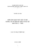 Tóm tắt Luận văn Thạc sĩ Triết học: Nhân sinh quan Phật giáo và ảnh hưởng của nó tới đời sống xã hội thời Lý - Trần