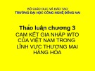 Bài giảng Thảo luận Chương 3: Cam kết gia nhập WTO của Việt Nam trong lĩnh vực thương mại hàng hóa