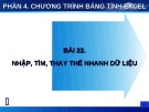 Bài giảng Chương trình bảng tính Excel - Bài 22: