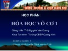 Bài giảng Hóa học vô cơ - Bài 1: Khái quát chung