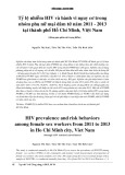 Tỷ lệ nhiễm HIV và hành vi nguy cơ trong nhóm phụ nữ mại dâm từ năm 2011- 2013 tại thành phố Hồ Chí Minh, Việt Nam