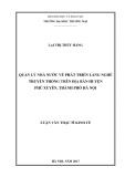 Luận văn Thạc sĩ Kinh tế: Quản lý nhà nước về phát triển làng nghề truyền thống trên địa bàn huyện Phú Xuyên, Thành phố Hà Nội