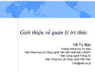 Bài giảng Quản lý tri thức - Hồ Tú Bảo