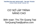 Bài giảng Cơ sở lập trình nâng cao - Chương 8: Phương pháp thiết kế thuật toán − quy hoạch động