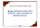 Bài giảng Hóa học 9 - Bài 46: Mối quan hệ giữa etilen, axit axetic và rượu etylic