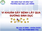 Bài giảng Vi khuẩn gây bệnh lây qua đường sinh dục - ThS. DS Phẩm Thu Minh