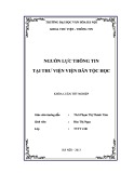 Tóm tắt Khóa luận tốt nghiệp khoa Thư viện - Thông tin: Nguồn lực thông tin tại Thư viện Viện Dân tộc học