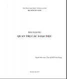 Bài giảng Quản trị các loại tiệc: Phần 2