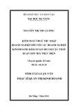 Tóm tắt Luận văn Thạc sĩ Quản trị kinh doanh: Kiểm soát thuế thu nhập doanh nghiệp đối với các doanh nghiệp kinh doanh khách sạn do Chi cục Thuế quận Sơn Trà thực hiện