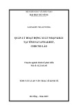 Tóm tắt Luận văn Thạc sĩ Kinh tế: Quản lý hoạt động xuất nhập khẩu tại tỉnh Savannakhet, CHDCND Lào