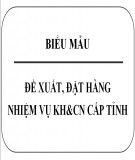 Biểu mẫu đề xuất, đặt hàng nhiệm vụ KH&CN cấp tỉnh