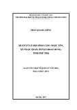 Luận văn Thạc sĩ Quản lý văn hóa: Quản lí lễ hội đình làng Ngọc Tân, xã Ngọc Quan, huyện Đoan Hùng, tỉnh Phú Thọ