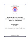 Tóm tắt Luận văn Thạc sĩ Luật học: Pháp luật về ký kết và thực hiện thỏa ước lao động tập thể qua thực tiễn áp dụng tại tỉnh Quảng trị