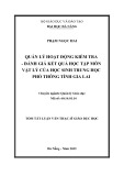 Tóm tắt Luận văn Thạc sĩ Giáo dục học: Quản lý hoạt động kiểm tra - đánh giá kết quả học tập môn vật lý của học sinh trung học phổ thông tỉnh Gia Lai