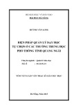 Tóm tắt Luận văn Thạc sĩ Giáo dục học: Biện pháp quản lý dạy học tự chọn ở các trường THPT tỉnh Quảng Ngãi