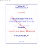 Luận văn Thạc sĩ Khoa học Kinh tế: Nâng cao năng lực cạnh tranh của Ngân hàng Nông nghiệp và Phát triển Nông thôn Việt Nam - Chi nhánh Quảng Bình.