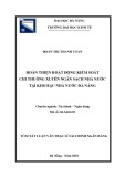 Tóm tắt Luận văn Thạc sĩ Tài chính Ngân hàng: Hoàn thiện hoạt động kiểm soát chi thường xuyên ngân sách nhà nước tại kho bạc nhà nước Đà Nẵng