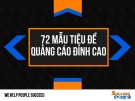 Bài giảng 72 mẫu tiêu đề quảng cáo đỉnh cao