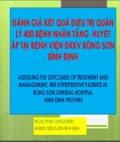 Đề tài nghiên cứu: Đánh giá kết quả điều trị quản lý 400 bệnh nhân tăng huyết áp tại bệnh viện Đa khoa khu vực Bồng Sơn Bình Định