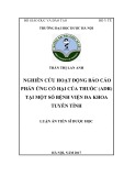 Khóa luận tốt nghiệp Dược sĩ: Nghiên cứu hoạt động báo cáo phản ứng có hại của thuốc (ADR) tại một số bệnh viện đa khoa tuyến tỉnh