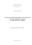 Luận văn Thạc sỹ Toán học: Áp dụng tính đơn điệu của hàm số để giải phương trình và hệ phương trình