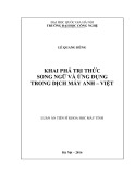 Luận án Tiến sĩ: Khai phá tri thức song ngữ và ứng dụng trong dịch máy Anh - Việt