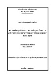 Tóm tắt Luận văn Thạc sĩ Quản trị kinh doanh: Kế toán quản trị chi phí tại Công ty Cổ phần Vật tư Kỹ thuật Nông nghiệp Bình Định