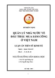 Luận án Tiến sĩ Kinh tế: Quản lý nhà nước về Đấu thầu mua sắm công ở Việt Nam