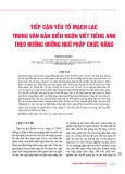 Tiếp cận yếu tố mạch lạc trong văn bản diễn ngôn viết tiếng Anh theo đường hướng ngữ pháp chức năng