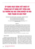 Áp dụng hoạt động viết nhật ký trong dạy kỹ năng viết tiếng Anh tại trường Đại học Công nghiệp Hà Nội: Thực trạng và giải pháp