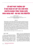 Lỗi ngữ pháp thường gặp ở giai đoạn sơ cấp của sinh viên chuyên ngành tiếng Trung Quốc khoa Ngoại ngữ - Đại học Thái Nguyên