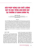 Giải pháp nâng cao chất lượng dạy và học tiếng Anh hiện nay tại trường Sĩ quan Chính trị