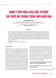 Hàm ý văn hóa của các từ ngữ chỉ thức ăn trong tiếng Hán hiện đại