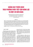 Giảng dạy phiên dịch theo phương pháp tiếp cận năng lực và một số kiến nghị