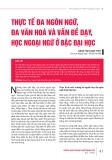 Thực tế đa ngôn ngữ, đa văn hoá và vấn đề dạy, học ngoại ngữ ở bậc đại học