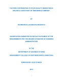 Master of Business Administration: Factors contributing to poor quality marketing in Malawi-a case study of TNM mobile company.