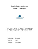 Master of Business Administration: The Importance of Quality Management  in Discount Grocery Stores in Ireland