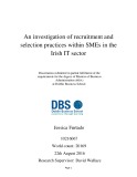 Master Thesis in Economics: An investigation of recruitment and selection practices within SMEs in the Irish IT sector