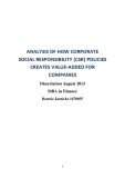 Master Thesis in Economics: Analysis of how corporate social responsibility (csr) policies