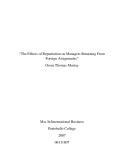 Master Thesis in Economics: The Effects of Repatriation on Managers Returning From Foreign Assignments