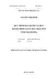 Tóm tắt Luận văn thạc sĩ Quản lý công: Quy trình ban hành văn bản hành chính tại Ủy ban nhân dân tỉnh Thanh Hóa