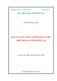 Luận văn thạc sĩ Quản lý công: Quản lý nhà nước về bình đẳng giới trên địa bàn tỉnh Đồng Nai